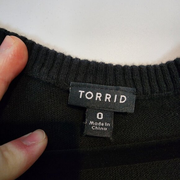 Torrid Women's Sequin Heart "Good Girl Bad Girl" Black Cotton Sweater 0X Lg | 12 - Picture 7 of 11